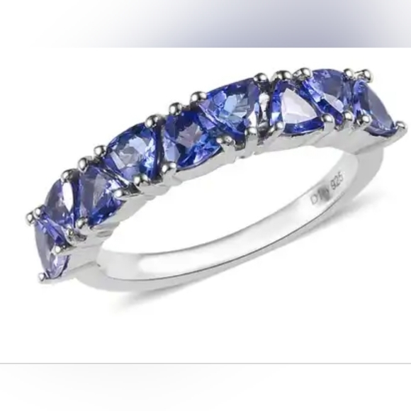 Tanzanite Half Eternity Band Ring in Platinum Over Sterling Silver 1.35 ctw - Picture 2 of 10